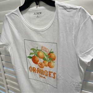 J. Crew White Tee with Florida Organic Oranges Design